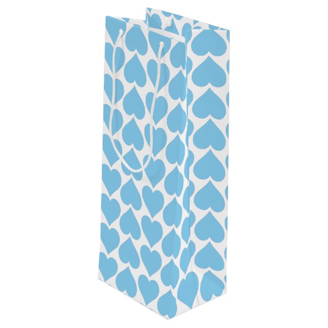 Blue Hearts Pattern, Romantic, Love Wine Gift Bag (Back Angled)