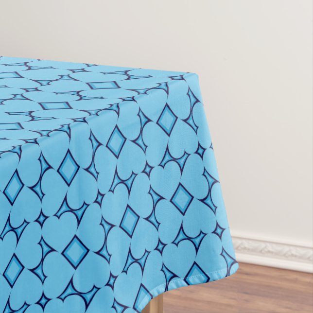 Blue Hearts Pattern Tablecloth (In Situ)