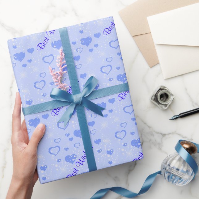 Blue Hearts Pattern Wedding Wrapping Paper (Gifting)