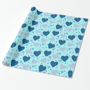 Blue Hearts Pattern  Wrapping Paper