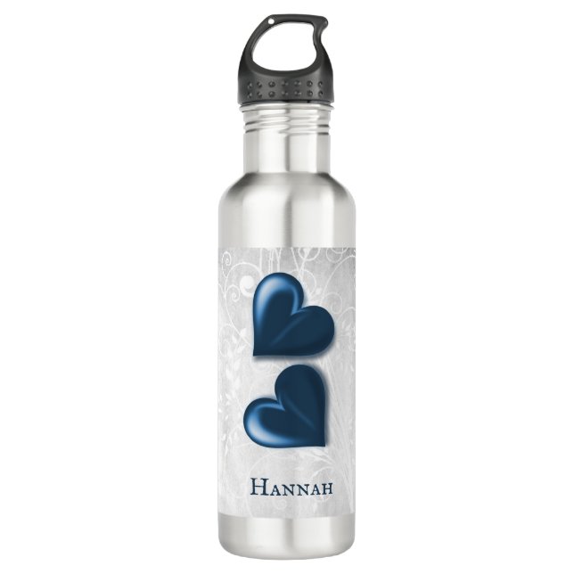 Blue Hearts Personalized 710 Ml Water Bottle (Front)