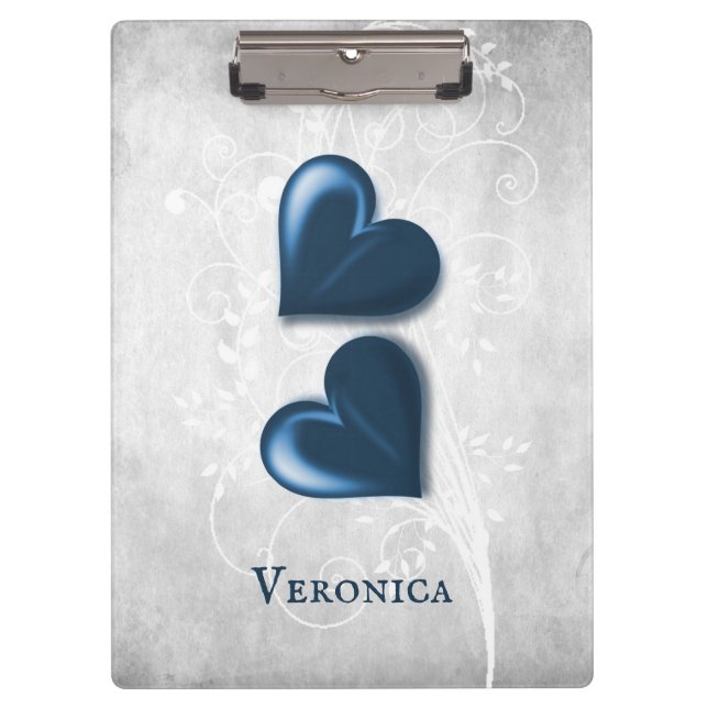 Blue Hearts Personalized Clipboard (Front)