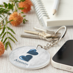 Blue Hearts Personalized Keychain