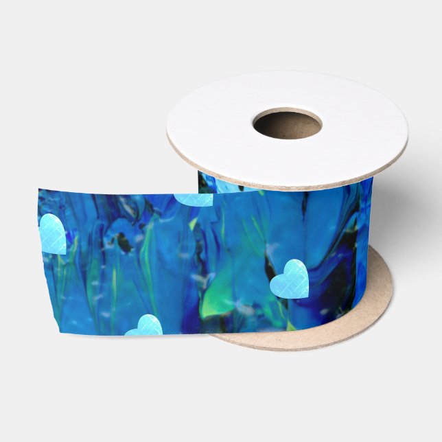 Blue Hearts Satin Ribbon (Spool)
