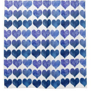 Blue Hearts Shower Curtain
