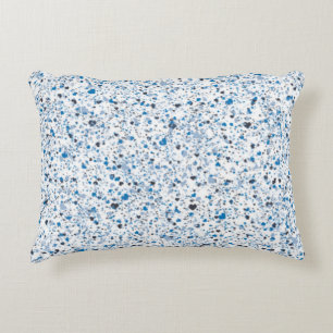 Blue Hearts Splatter Paint, Speckled Accent Pillow