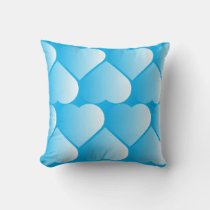 blue hearts throw pillow