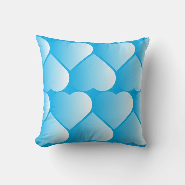 blue hearts throw pillow (Front)