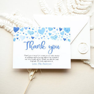 Blue Hearts Valentine Baby shower Carte de remerci