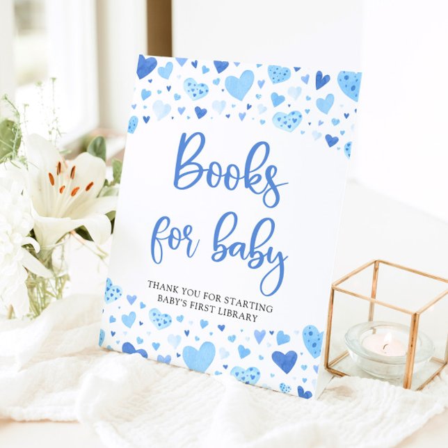 Blue Hearts Valentine Books for Baby Shower Sign (Creator Uploaded)