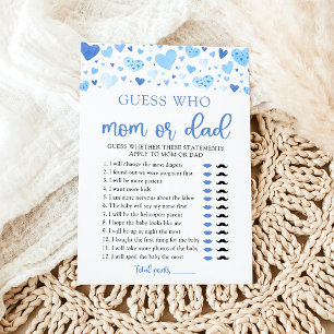 Blue Hearts Valentine Guess Who Mom or Dad Game Invitation