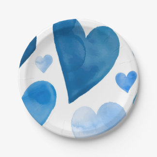 Blue Hearts Winter Baby Shower Paper Plate