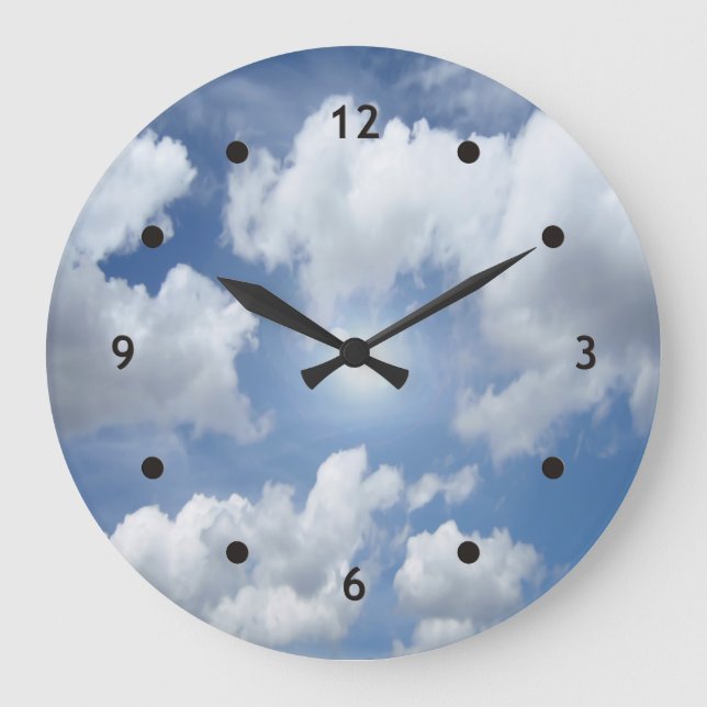 Blue Heaven Clouds + your ideas Large Clock (Front)