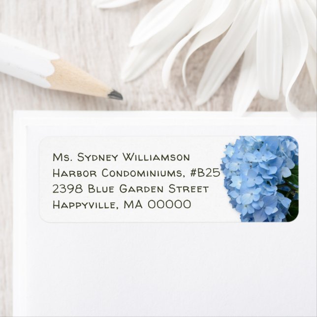 Blue Heaven Hydrangea Adresse de retour Étiquettes (En situation)