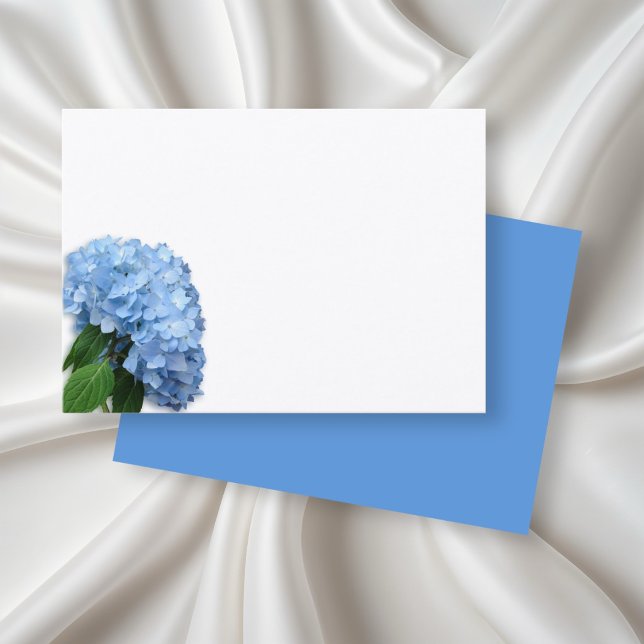 Blue Heaven Hydrangea Flower Blank White Place Card (Creator Uploaded)