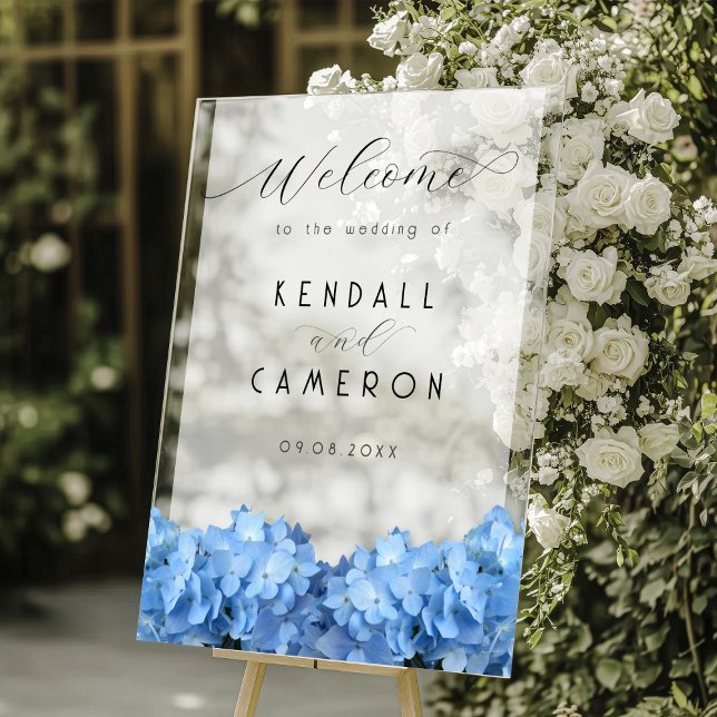 Blue Heaven Hydrangea Mariage Bienvenue Opaque (Créateur téléchargé)
