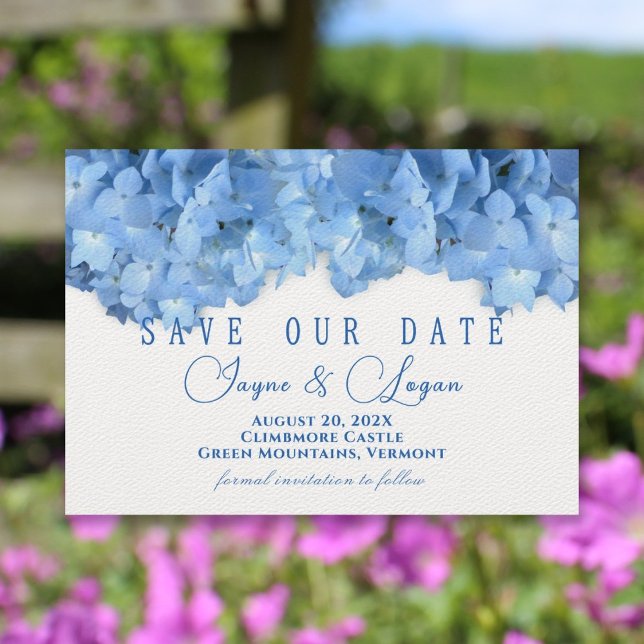 Blue Heaven Modern Floral Save The Date Card (Creator Uploaded)