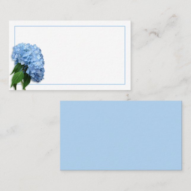 Blue Heaven Real Hydrangea Flower Escort Seating Place Card (Front/Back)