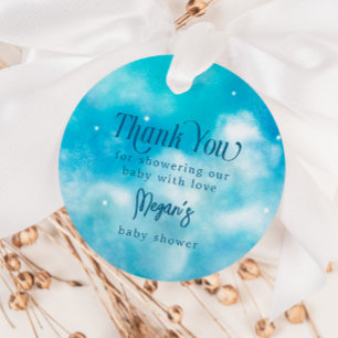 Blue Heaven Sent Baby Shower Favour Tags