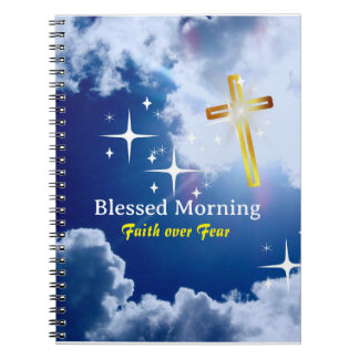 Blue heaven with White Clouds and Golden Cross Notebook