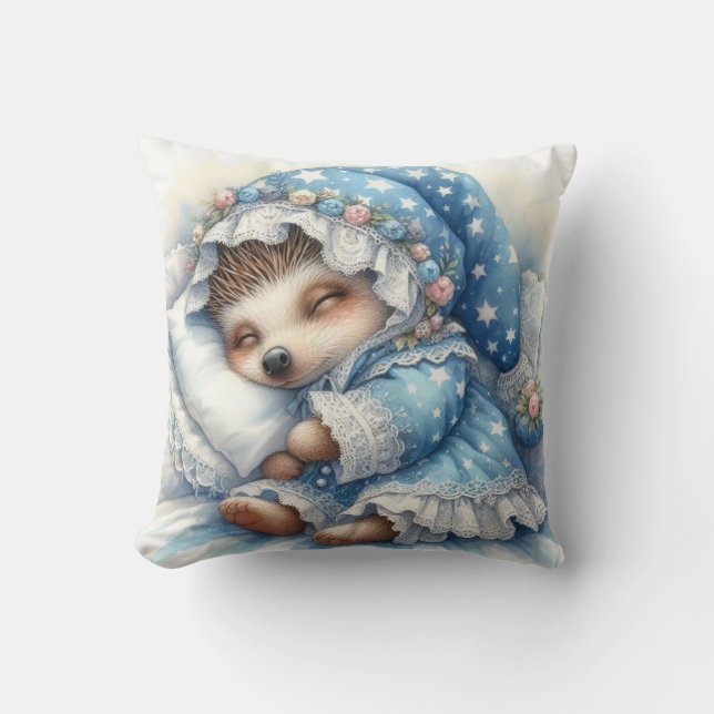 Blue Hedgehogs Throw Pillow  (Front)