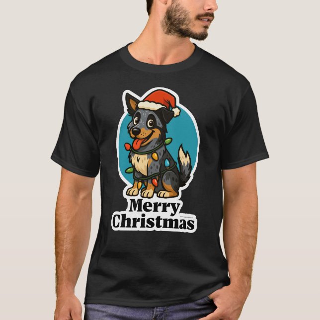 Blue Heeler 2 - Australian Cattle Dog Christmas T-Shirt (Front)