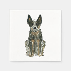 Blue Heeler ACD Cattle Dog Watercolor Art Napkin