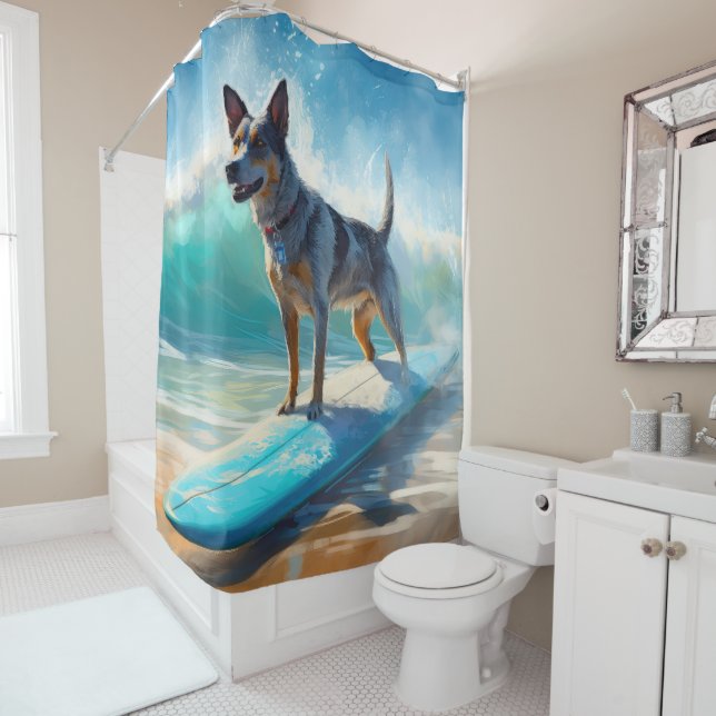Blue Heeler Beach Surfing Painting  (In Situ)