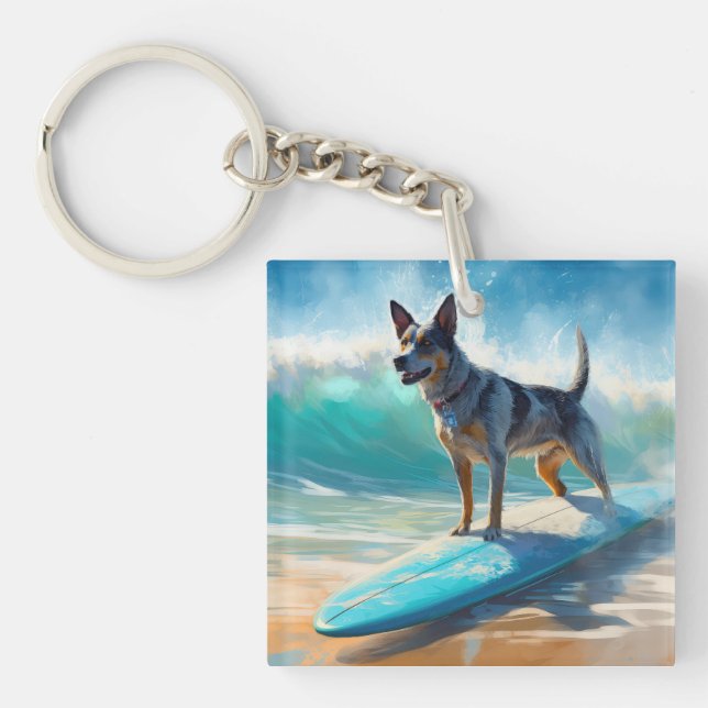 Blue Heeler Beach Surfing Peinture (Devant)