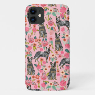 Blue heeler cattle dog florals pink Case-Mate iPhone case