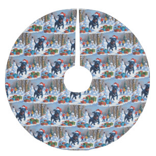 Blue Heeler Christmas Festive Snow Scene Brushed Polyester Tree Skirt