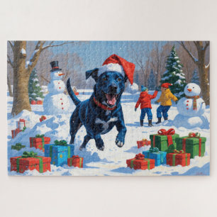 Blue Heeler Christmas Festive Snow Scene Jigsaw Puzzle