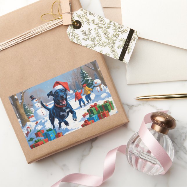 Blue Heeler Christmas Festive Snow Scene Sticker (Gifting)