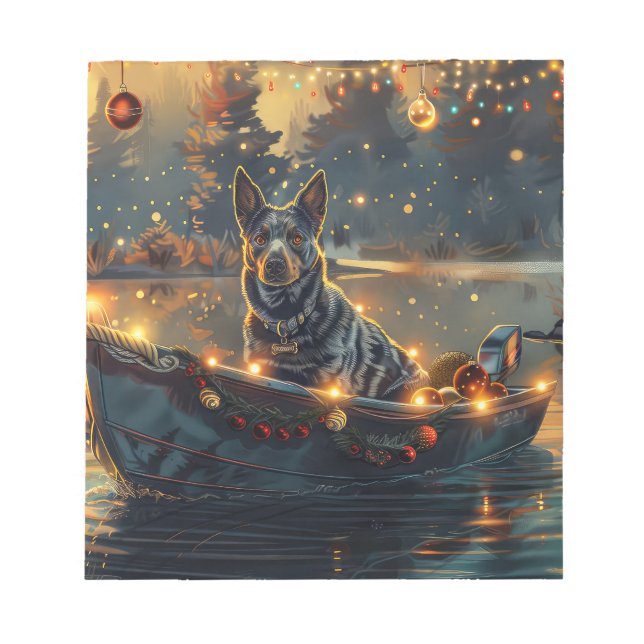 Blue Heeler Christmas Festive Voyage Notepad (Front)