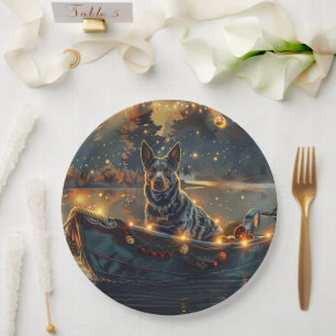 Blue Heeler Christmas Festive Voyage Paper Plate