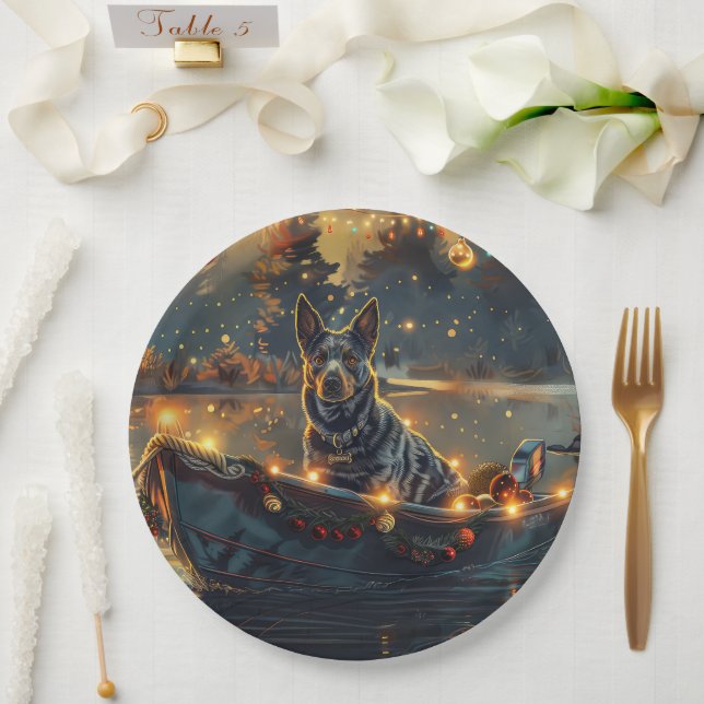 Blue Heeler Christmas Festive Voyage Paper Plate (Wedding)