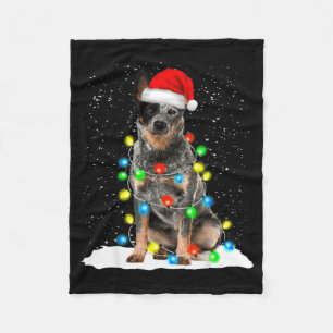 Blue Heeler Christmas Light Funny Gift For Dog Lov Fleece Blanket