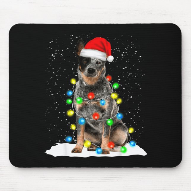 Blue Heeler Christmas Light Funny Gift For Dog Lov Mouse Pad (Front)