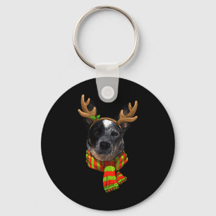 Blue Heeler Christmas Xmas Reindeer Pet Dog Lover Keychain