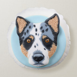 Blue Heeler Dog 3D Inspired Round Pillow