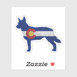 Blue Heeler Dog Breed Silhouette Colorado Flag