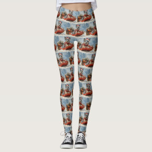 Blue Heeler Dog in Sledge Let it Snow Christmas Leggings