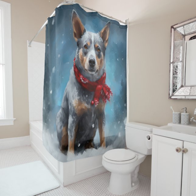 Blue Heeler Dog in Snow Christmas  (In Situ)