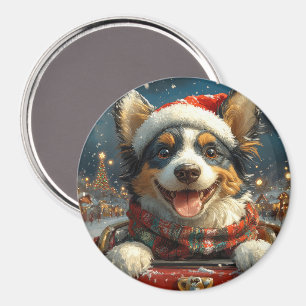 Blue Heeler Dog Roller Coaster Christmas Magnet