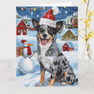 Blue Heeler Dog Winter Wonderland Christmas Joy  Card