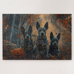 Blue Heeler Halloween Night Doggy Delight Jigsaw Puzzle