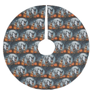 Blue Heeler Halloween Spooky Brushed Polyester Tree Skirt