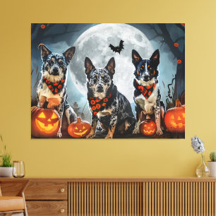Blue Heeler Halloween Spooky Canvas Print