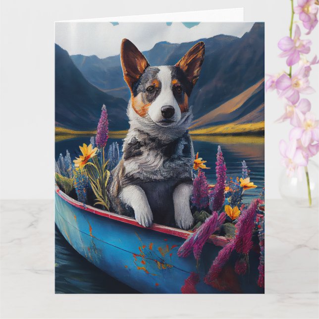 Blue Heeler on a Paddle: A Scenic Adventure Card (Orchid)