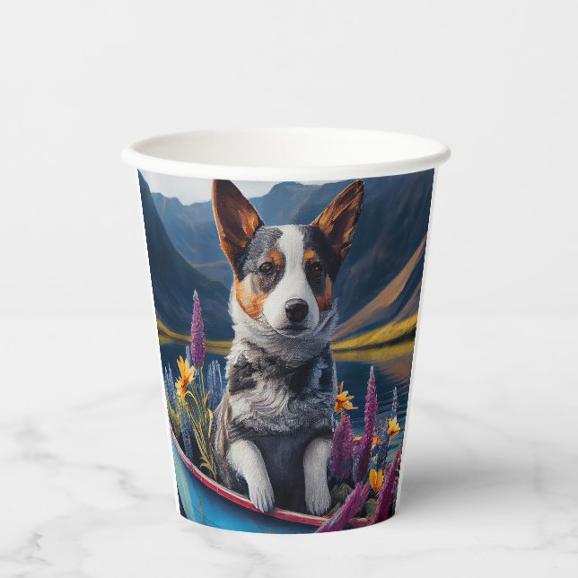 Blue Heeler on a Paddle: A Scenic Adventure Paper Cups (Front)